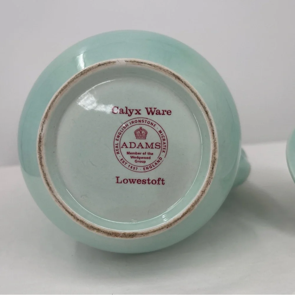 Adams Calyx Ware Coffee Pot Lowestoft pattern Vintage Floral Duck Egg Blue
